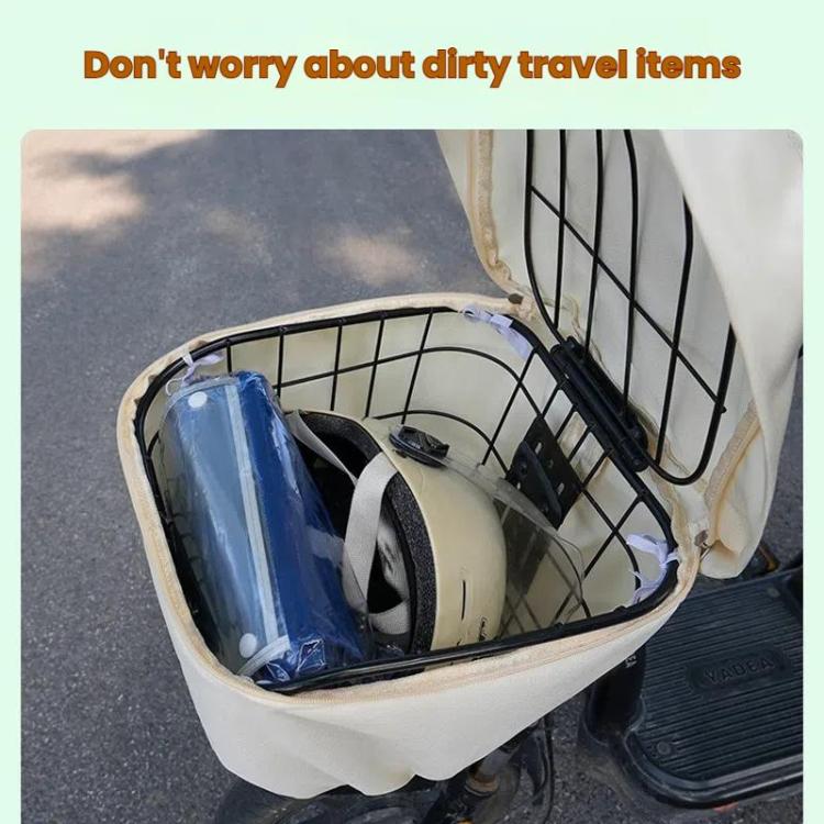 E-bike Basket Sunscreen Cover Hanging Bag Rainproof Cover Storage Bag(Beige) by bashfashion