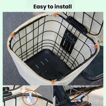 E-bike Basket Sunscreen Cover Hanging Bag Rainproof Cover Storage Bag(Beige) by bashfashion
