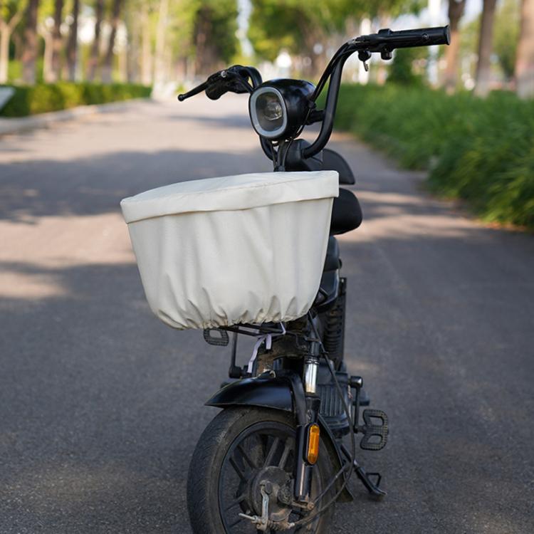 E-bike Basket Sunscreen Cover Hanging Bag Rainproof Cover Storage Bag(Beige) by bashfashion