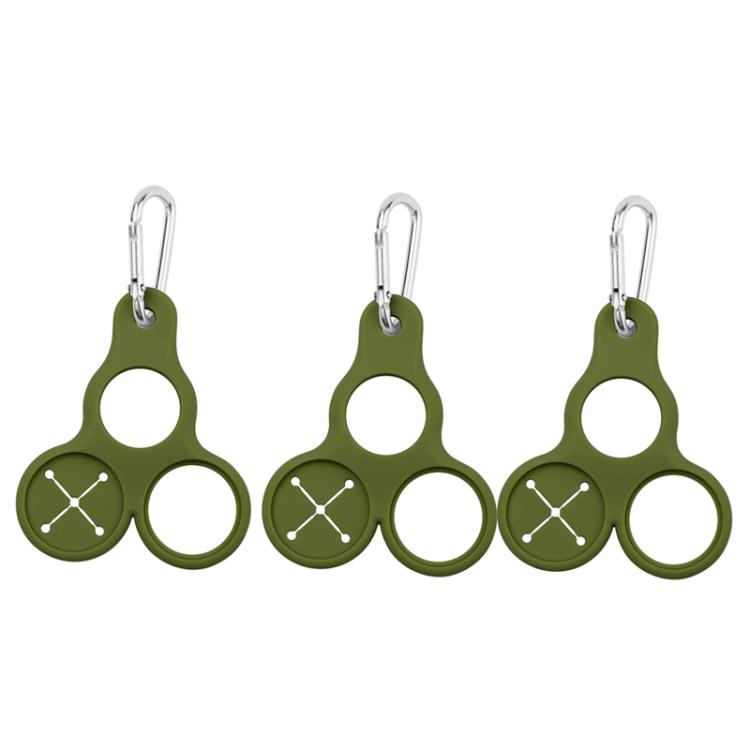 3pcs Outdoor Mountaineering Water Bottle Buckle 3-hole Silicone Towel Portable Holder(Green) by bashfashion