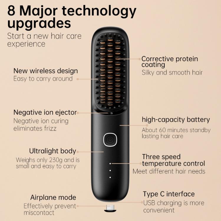 Negative Ion Hair Care Wireless Hair Straightener Portable Straight and Curly Hair Straightener(Black) by bashfashion