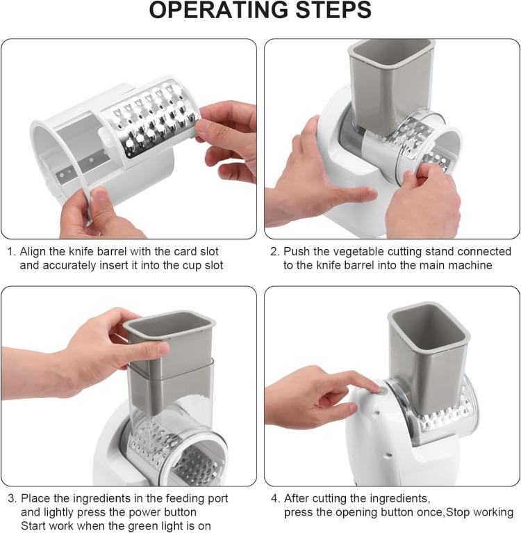 CY-661 3-in-1 Kitchen Multifunctional Roller Electric Vegetable Cutter, Spec: White US Plug by bashfashion