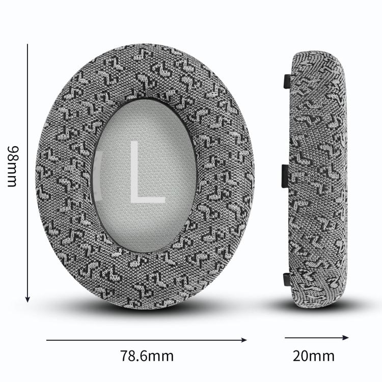 For BOSE NC700 Headphone 1pair Ear Pads Musical Note Design Cloth Ear Cushions(Gray) by bashfashion