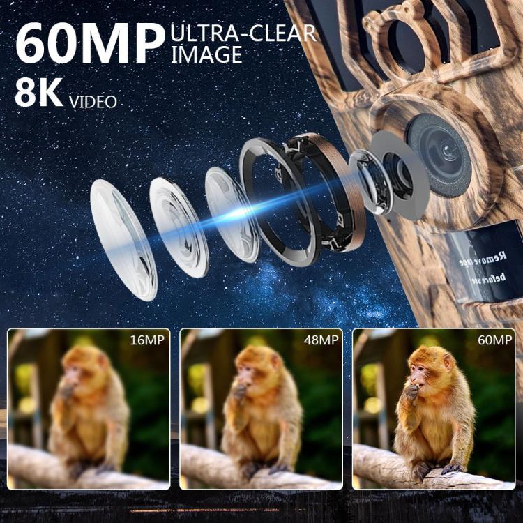 PR801W Ultra HD 8K Video 60MP Photo APP WIFI Outdoor Hunting Camera by bashfashion