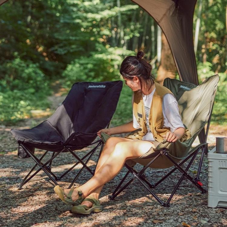 Naturehike Outdoor Folding High Back Moon Lounge Chair Camping Backrest Chair(Green) by Naturehike