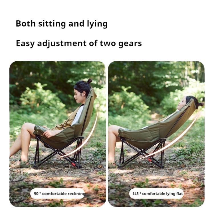 Naturehike Outdoor Folding High Back Moon Lounge Chair Camping Backrest Chair(Black) by Naturehike