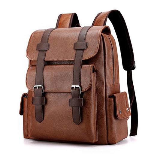 OUMANTU 975 PU Leather Large-capacity Travel Laptop Backpack Casual Schoolbag(Light Brown) by OUMANTU