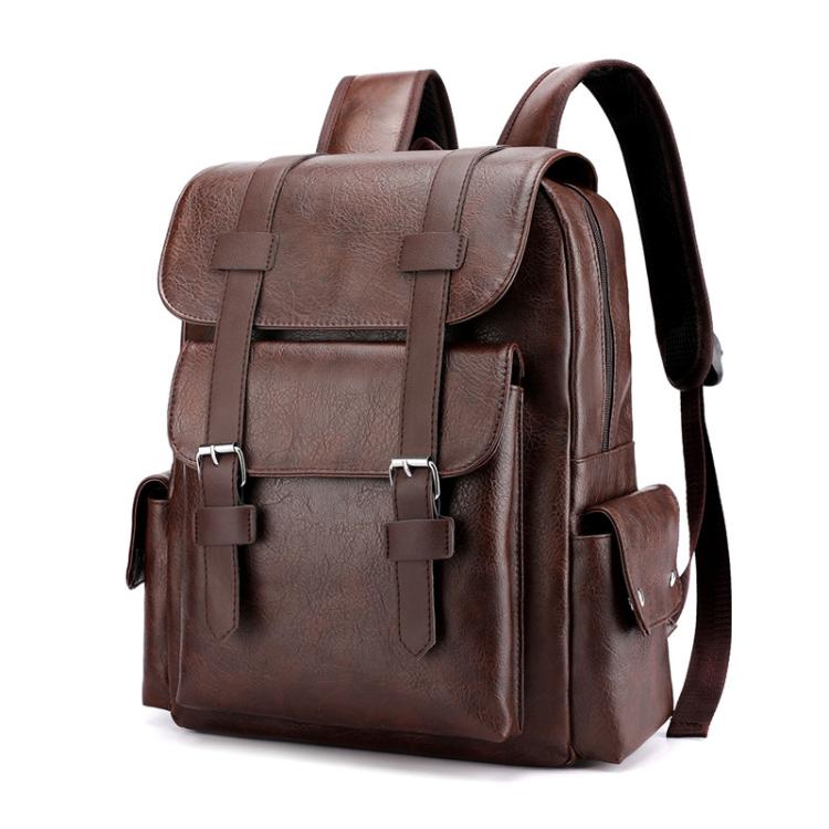 OUMANTU 975 PU Leather Large-capacity Travel Laptop Backpack Casual Schoolbag(Dark Brown) by OUMANTU
