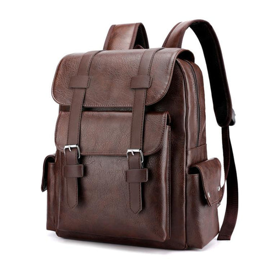 OUMANTU 975 PU Leather Large-capacity Travel Laptop Backpack Casual Schoolbag(Dark Brown) by OUMANTU