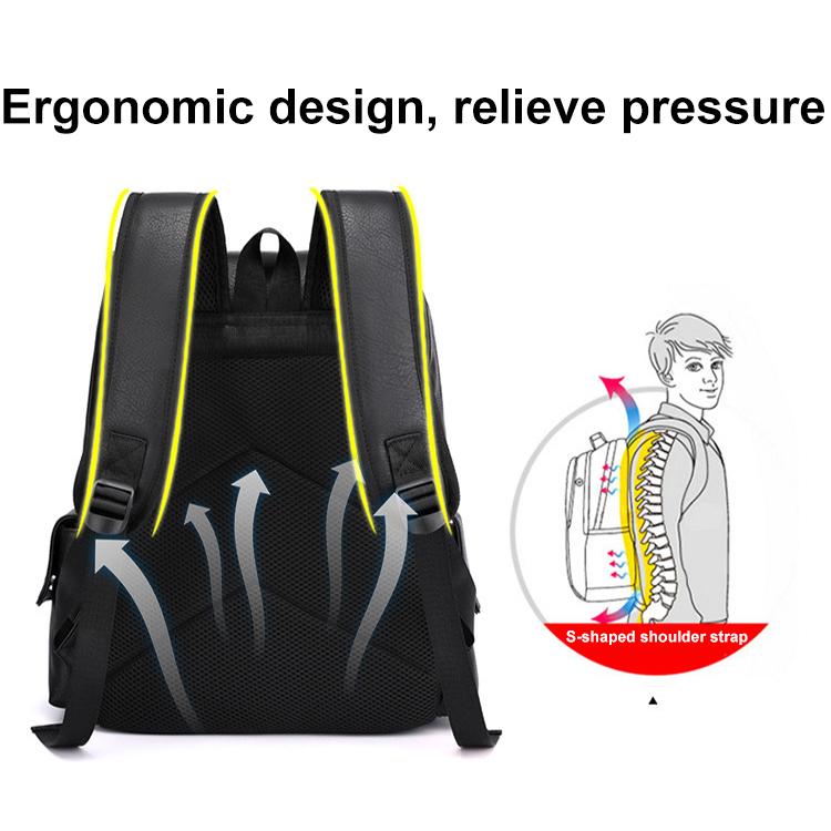 OUMANTU 975 PU Leather Large-capacity Travel Laptop Backpack Casual Schoolbag(Black) by OUMANTU