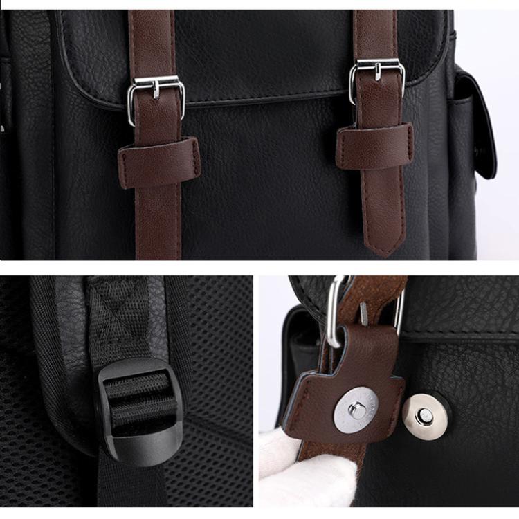 OUMANTU 975 PU Leather Large-capacity Travel Laptop Backpack Casual Schoolbag(Light Brown) by OUMANTU