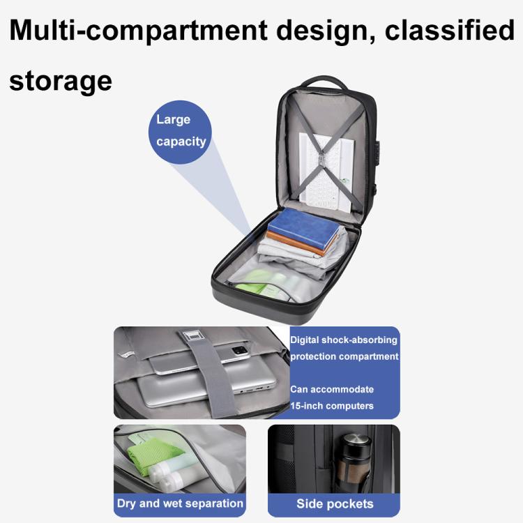 OUMANTU 966 Large-Capacity Waterproof Three-Dimensional Password Lock Laptop Backpack(Black) by OUMANTU
