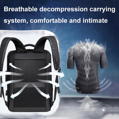 OUMANTU 966 Large-Capacity Waterproof Three-Dimensional Password Lock Laptop Backpack(Black) by OUMANTU