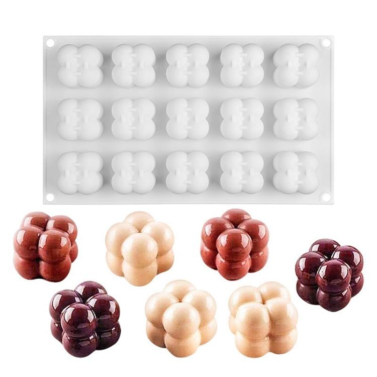 15-Cavity Magic Cube Silicone Mousse Cake Mold Fondant Candle Mold(White) by bashfashion