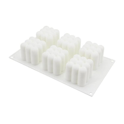 6-Cavity 3D Magic Cube Silicone Mousse Cake Mold Fondant Candle Mold(White) by bashfashion