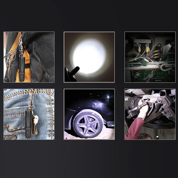 Small LED Portable Flashlight With Keychain(Black) by bashfashion