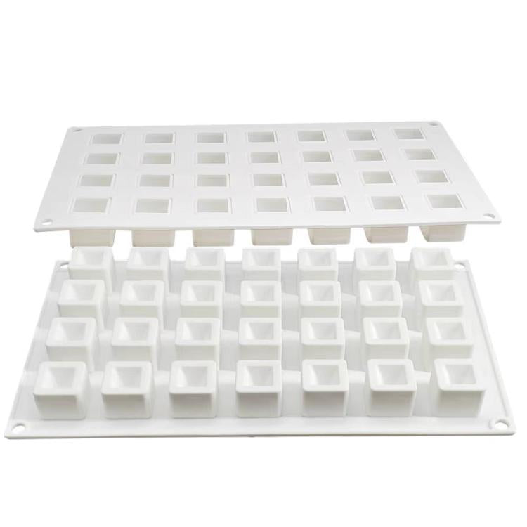 28-Cavity Concave Goose Liver Mousse Cake Mold 3D Small Square Chocolate Silicone Mould(White) by bashfashion