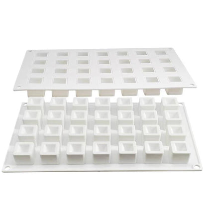 28-Cavity Concave Goose Liver Mousse Cake Mold 3D Small Square Chocolate Silicone Mould(White) by bashfashion