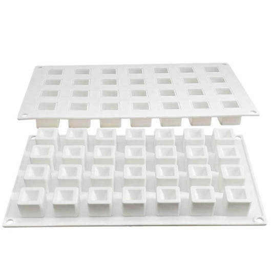 28-Cavity Concave Goose Liver Mousse Cake Mold 3D Small Square Chocolate Silicone Mould(White) by bashfashion