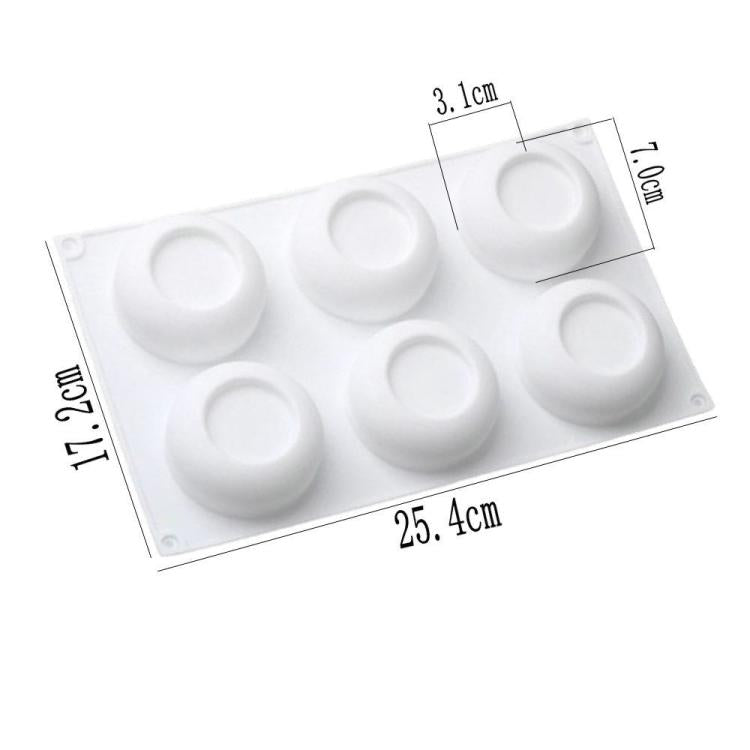 6-Cavity Round Concave Flower Pots Mousse Mold Silicone Dessert Cake Mold by bashfashion