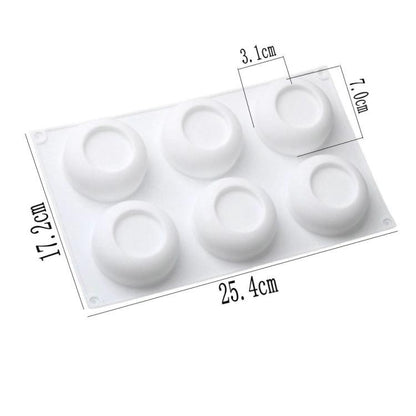 6-Cavity Round Concave Flower Pots Mousse Mold Silicone Dessert Cake Mold by bashfashion