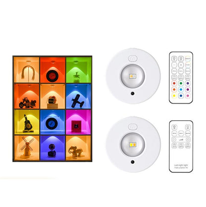 RGB Magnetic Puck Light Rechargeable LED Under Cabinet Light With Remote Control by bashfashion