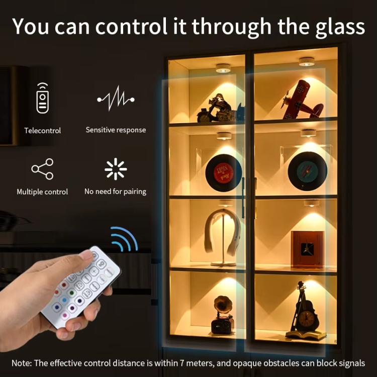 RGB Magnetic Puck Light Rechargeable LED Under Cabinet Light With Remote Control by bashfashion