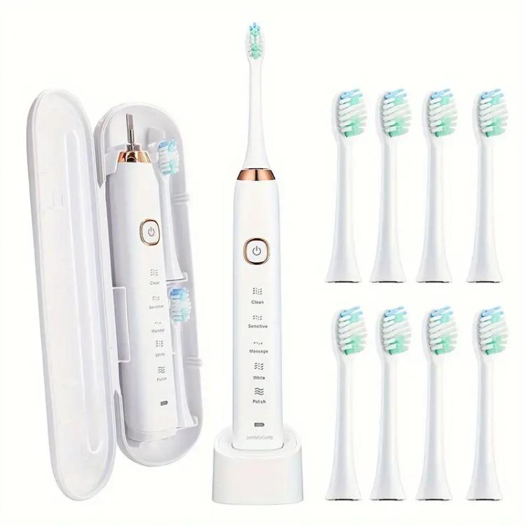 Sarmocare S100 IPX7 Waterproof Portable Sonic Electric Toothbrush with 8-brush Heads(White) by Sarmocare