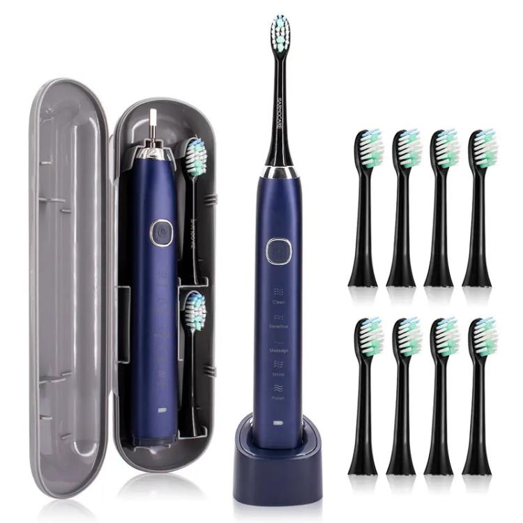 Sarmocare S100 IPX7 Waterproof Portable Sonic Electric Toothbrush with 8-brush Heads(Navy Blue) by Sarmocare