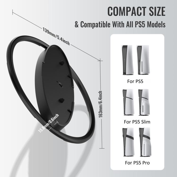 For PS5 / PS5 Slim / PS5 Pro Game Console Desktop Vertical Stand Non-Slip Base(Gray) by bashfashion