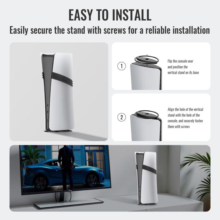 For PS5 / PS5 Slim / PS5 Pro Game Console Desktop Vertical Stand Non-Slip Base(Silver) by bashfashion