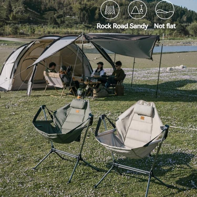 Naturehike Outdoor Folding Rocking Chair Portable Recliner Chair Leisure Camping Picnic Swing Chair(Black Mesh) by Naturehike