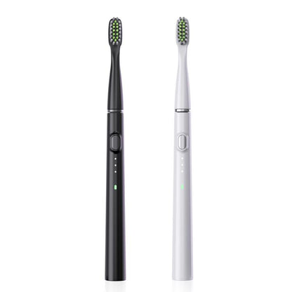M200 IPX7 Waterproof Smart Timing Portable Electric Toothbrush with 6-brush Heads(Black) by bashfashion