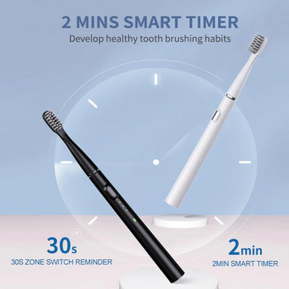 M200 IPX7 Waterproof Smart Timing Portable Electric Toothbrush with 6-brush Heads(White) by bashfashion