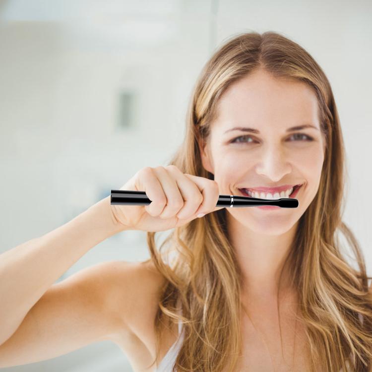 M200 IPX7 Waterproof Smart Timing Portable Electric Toothbrush with 6-brush Heads(Black) by bashfashion