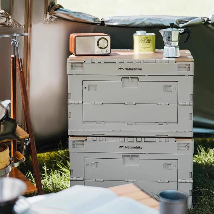 Naturehike Outdoor Large Capacity Folding Storage Box Portable Camping Table, Spec: 52L Light Gray by Naturehike