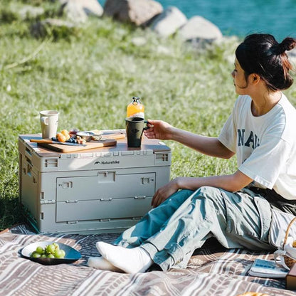 Naturehike Outdoor Large Capacity Folding Storage Box Portable Camping Table, Spec: 52L Light Gray by Naturehike