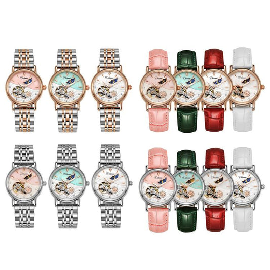 Dulunwe 6023C 30m Waterproof Fully Automatic Mechanical Watch, Color: Rose Gold Steel Strap Green by Dulunwe