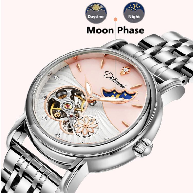 Dulunwe 6023C 30m Waterproof Fully Automatic Mechanical Watch, Color: Rose Gold Steel Strap Green by Dulunwe