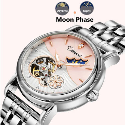 Dulunwe 6023C 30m Waterproof Fully Automatic Mechanical Watch, Color: Rose Gold Steel Strap Green by Dulunwe