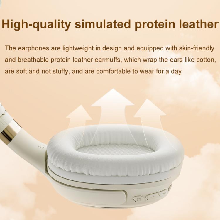 Havit H630BT Foldable Wireless Bluetooth Headset Music and Gaming Headset(Cream-color) by Havit