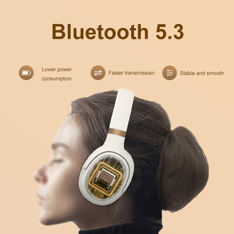 Havit H630BT Foldable Wireless Bluetooth Headset Music and Gaming Headset(Cream-color) by Havit