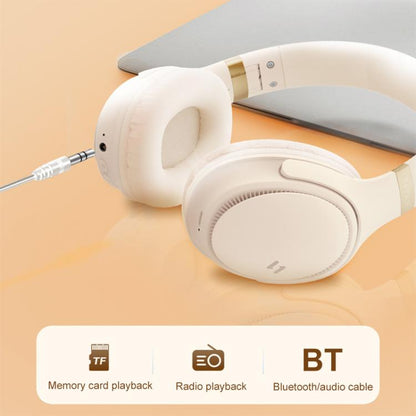 Havit H630BT Foldable Wireless Bluetooth Headset Music and Gaming Headset(Cream-color) by Havit