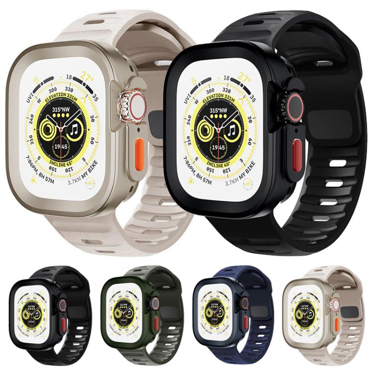 For Apple Watch Ultra 49mm Sport Loop Silicone Watch Strap + TPU Protective Case Set(Starlight) by bashfashion