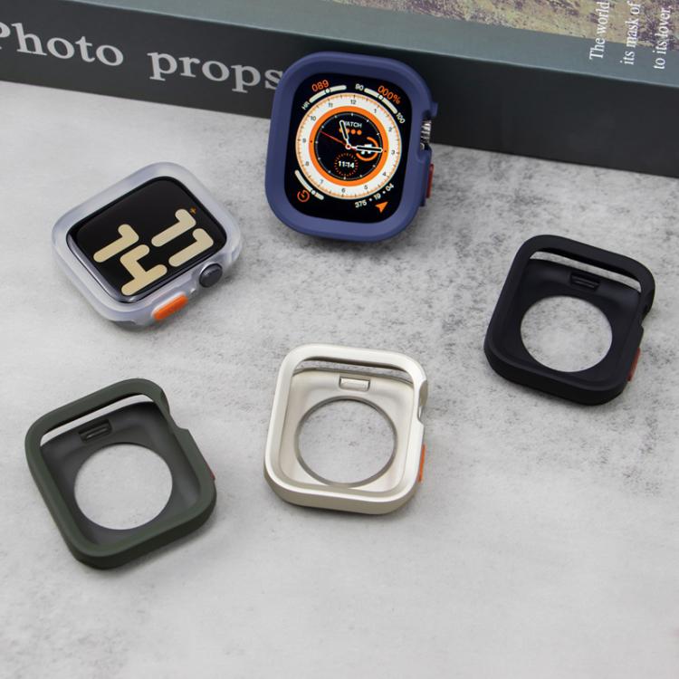 For Apple Watch Ultra 49mm Sport Loop Silicone Watch Strap + TPU Protective Case Set(Midnight Blue) by bashfashion