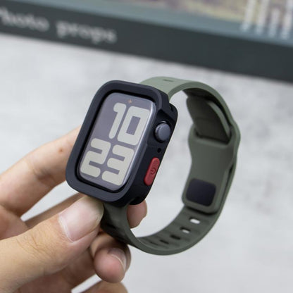 For Apple Watch Ultra 49mm Sport Loop Silicone Watch Strap + TPU Protective Case Set(Midnight Blue) by bashfashion