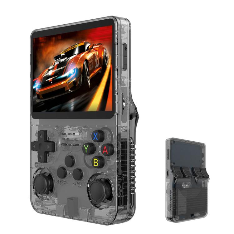 R36S Retro Handheld Game Console Linux System 3.5-Inch Screen Single TF Card Version 128G(Clear Black) by bashfashion