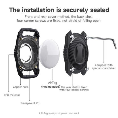 For AirTag Tracker Waterproof Protection Case Pet Leather Collar Anti Lost Cat Locator Collar(Black) by bashfashion