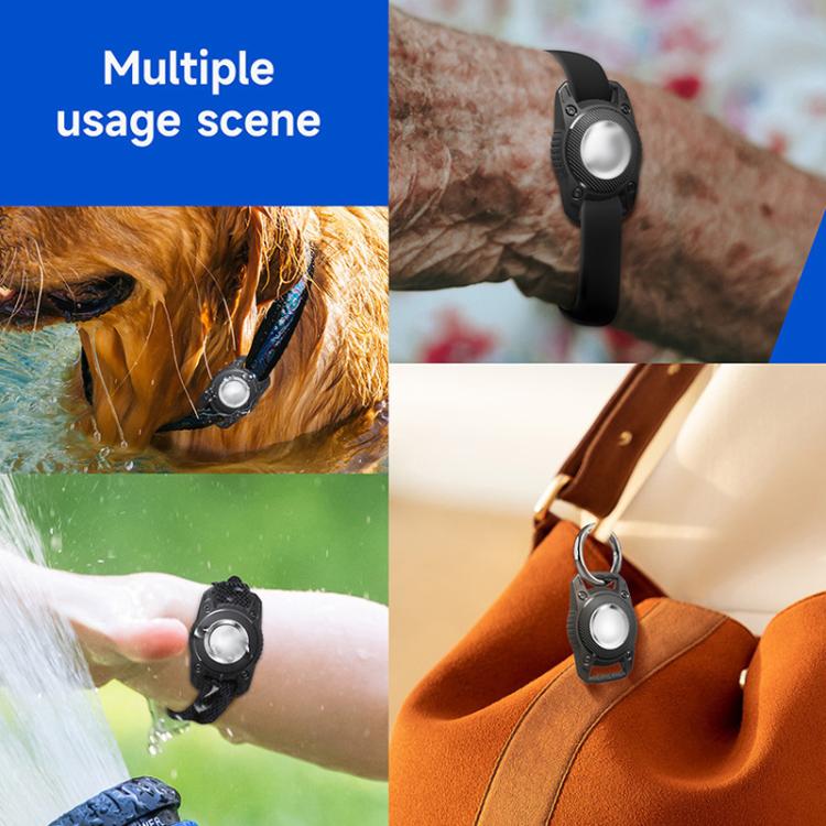 For AirTag Tracker Waterproof Protection Case Pet Leather Collar Anti Lost Cat Locator Collar(Black) by bashfashion