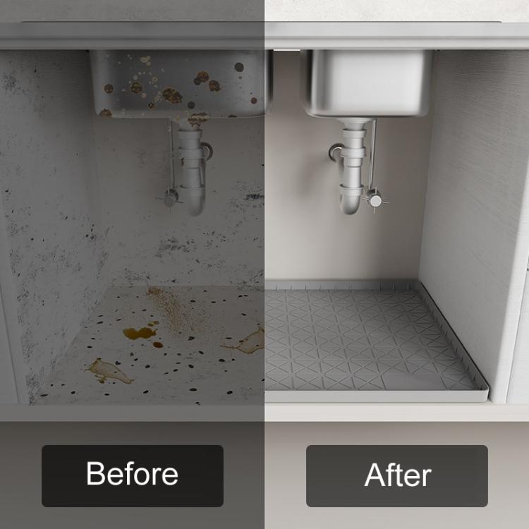 71 x 56 x 2cm Kitchen Under Sink Waterproof Anti-Slip Anti-Grease Heat Insulation Drainage Mats(Black) by bashfashion